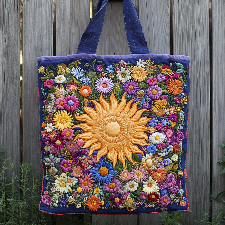 Fleurs sauvages autour du soleil – Sac fourre-tout matelassé