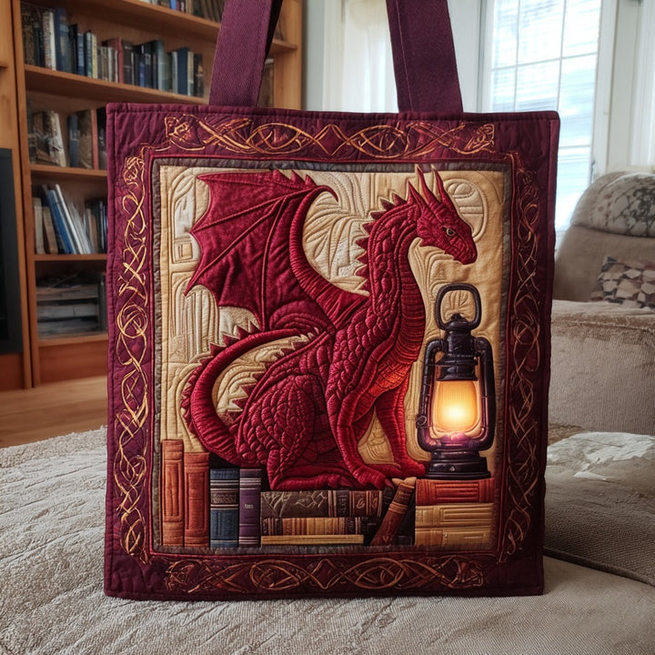 Dragon rouge gardien des livres – Sac fourre-tout matelassé