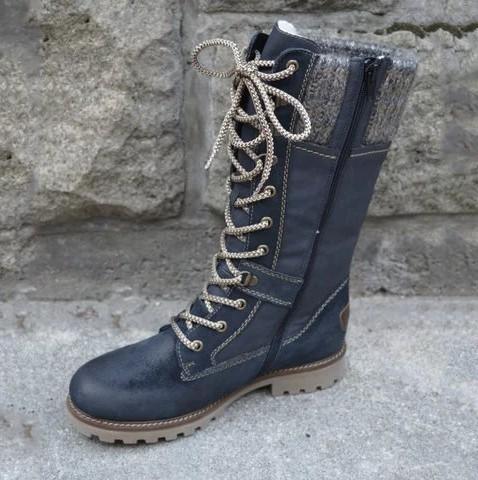 Beatrice | Bottes mi-Mollets en Laine à lacets avec Fermeture éclair sur le côté