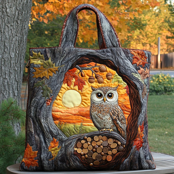Hibou d’automne au soleil – Sac fourre-tout matelassé