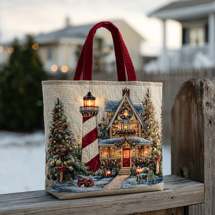 Phare de Noël enneigé – Sac fourre-tout matelassé
