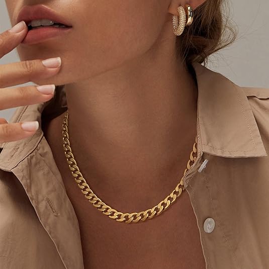 Collier Cubain avec Maillons Épais en Or