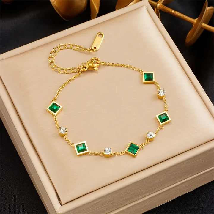 Bracelet émeraude bleu clair