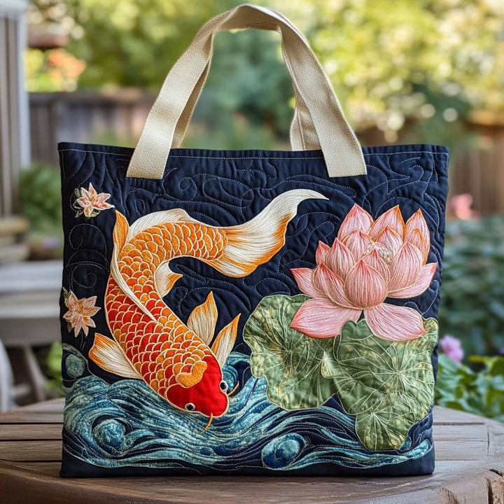 Carpe koï et lotus – Sac fourre-tout matelassé
