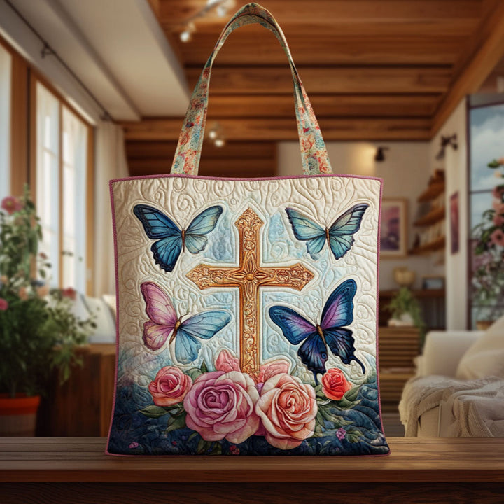 Croix aux papillons – Sac fourre-tout matelassé