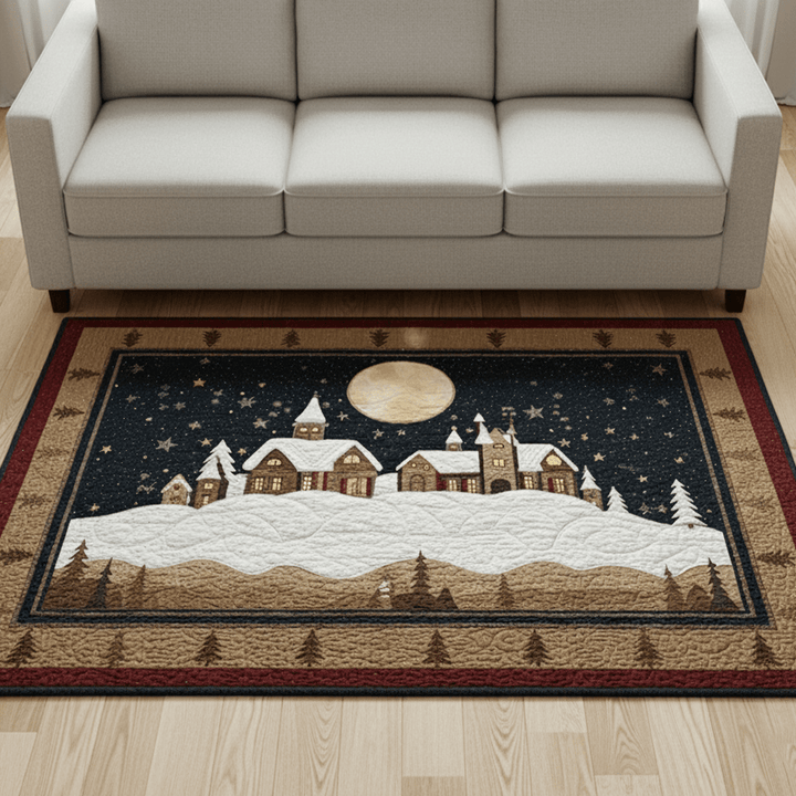 Village enneigé sous la pleine lune – Tapis