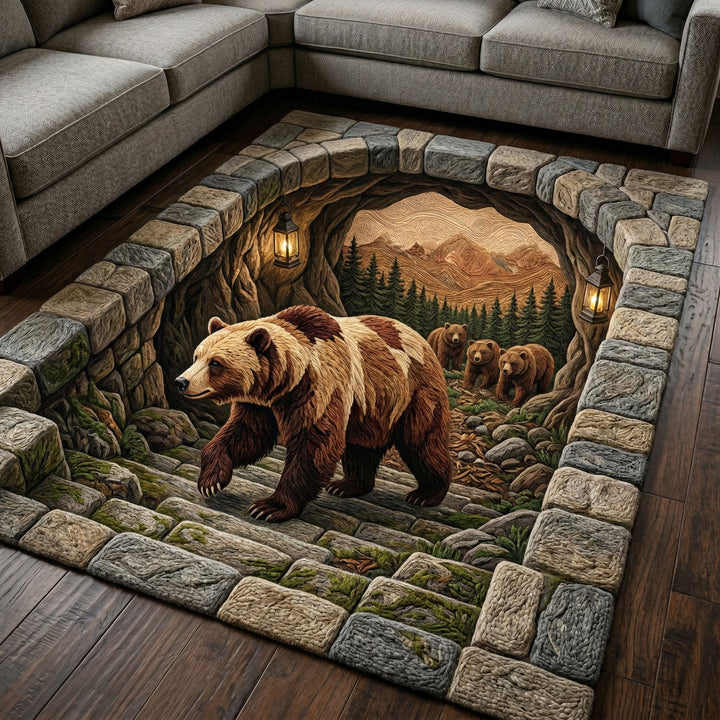Ours brun dans le tunnel de pierre – Tapis