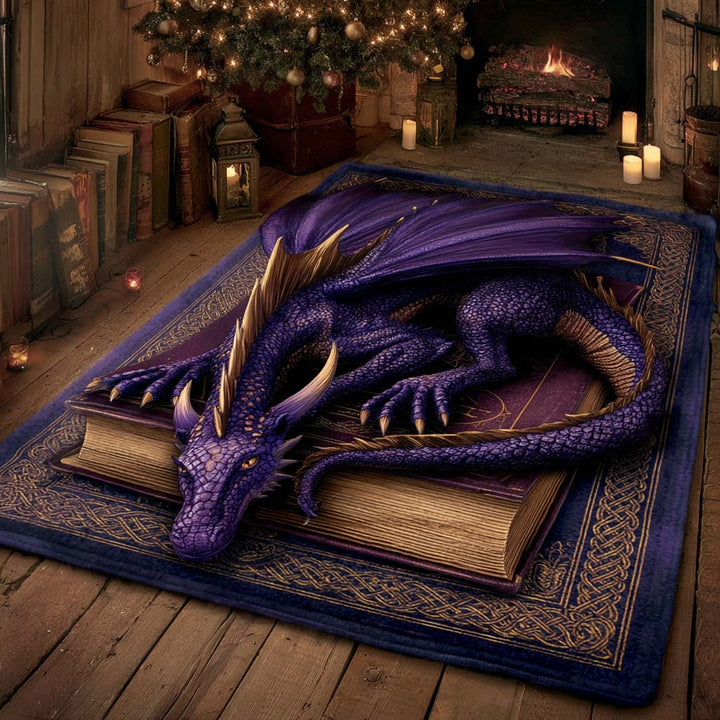 Dragon violet endormi sur un livre – Tapis