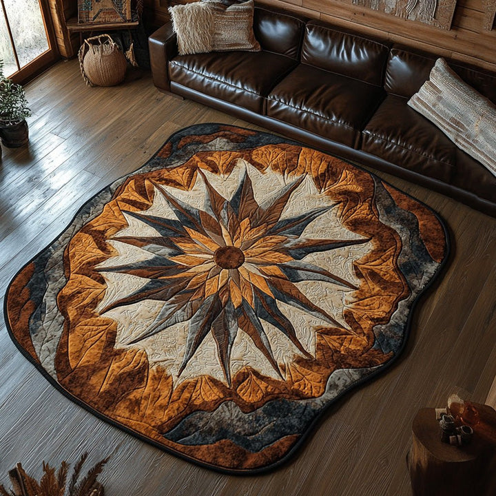Rose des vents aux tons chauds – Tapis de forme originale