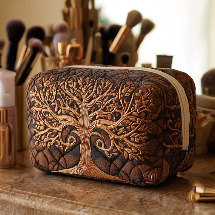 Arbre ancestral en cuivre – Trousse de maquillage matelassée