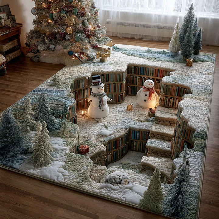 Bonshommes de neige et escalier de livres – Tapis