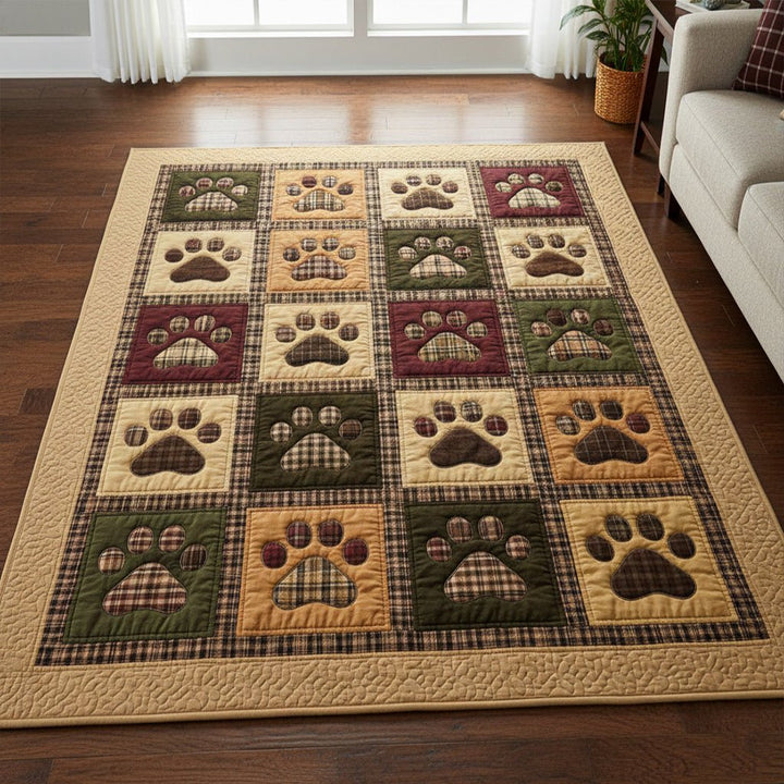 Pattes sur damier bordeaux et vert – Tapis