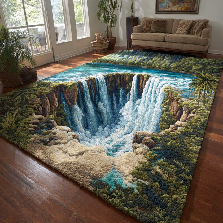 Cascade turquoise en trompe-l’œil – Tapis