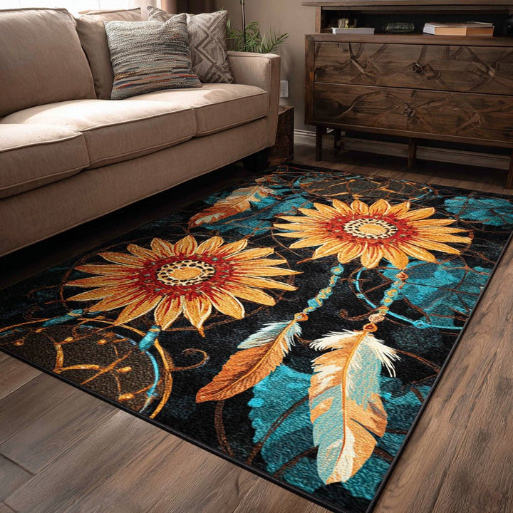 Tournesols et capteurs de rêves – Tapis