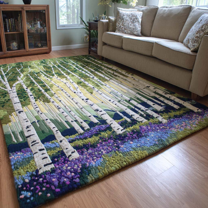 Bouleaux et lupins violets – Tapis