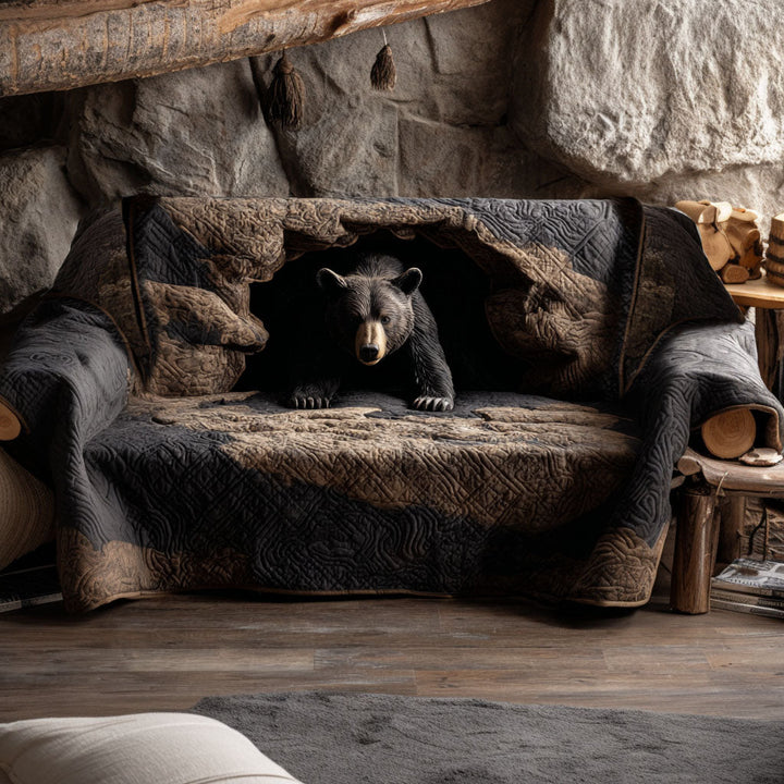 Ours noir dans la caverne – Housse de canapé matelassée