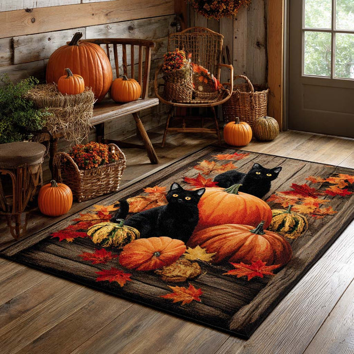 Chats noirs et citrouilles – Tapis
