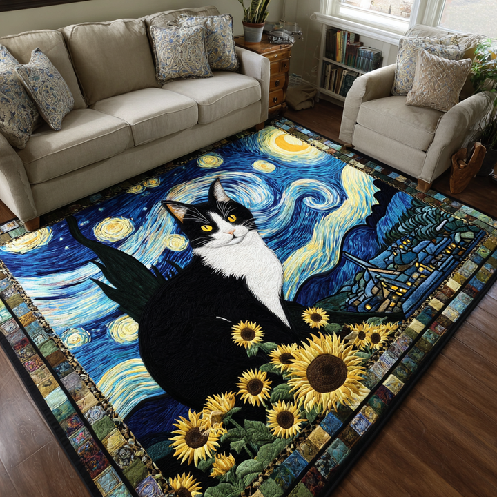 Chat sous la nuit étoilée – Tapis