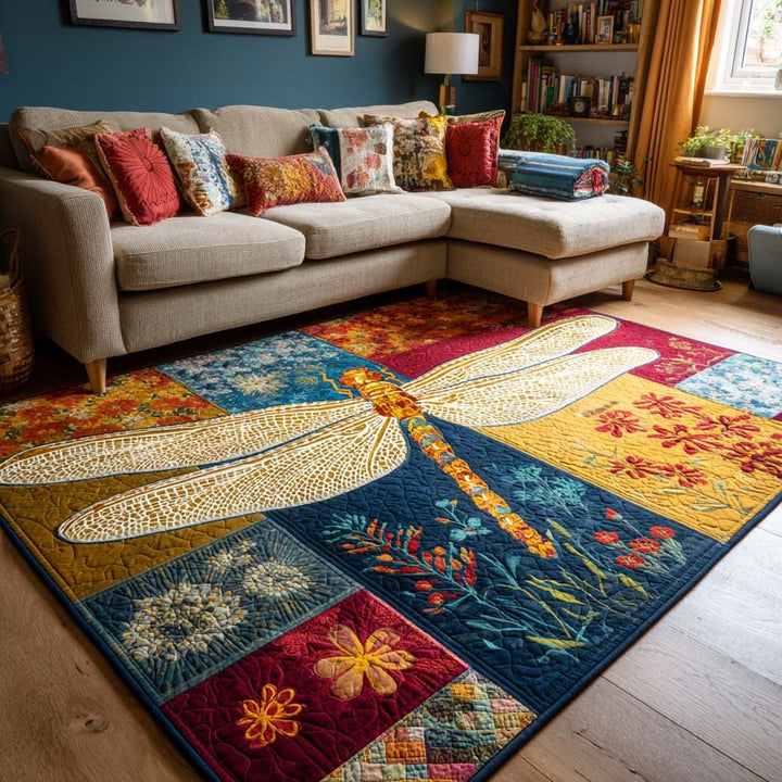 Libellule en patchwork coloré – Tapis