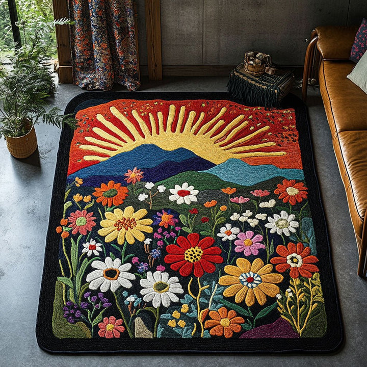 Soleil levant et fleurs des champs – Tapis