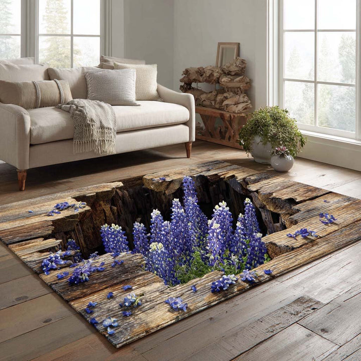 Lupins bleus sous le plancher – Tapis
