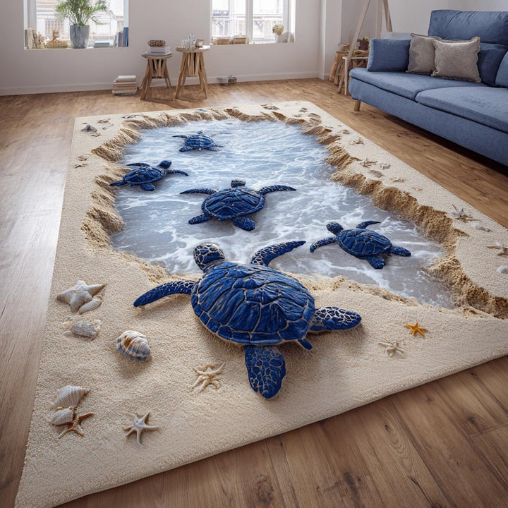 Bébés tortues sur la plage – Tapis