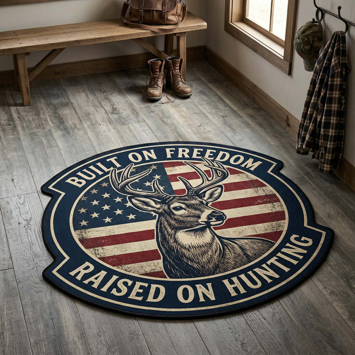 Cerf et drapeau étoilé – Tapis de forme originale
