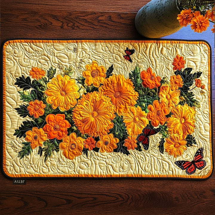 Fleurs orangées éclatantes – Napperons matelassés