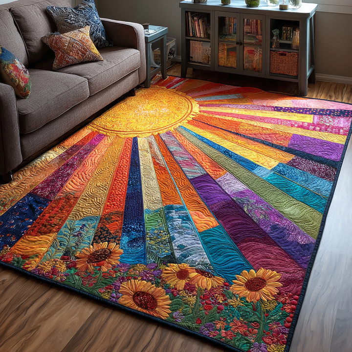 Soleil et rayons arc-en-ciel – Tapis
