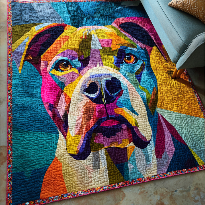 Bouledogue en mosaïque colorée – Tapis
