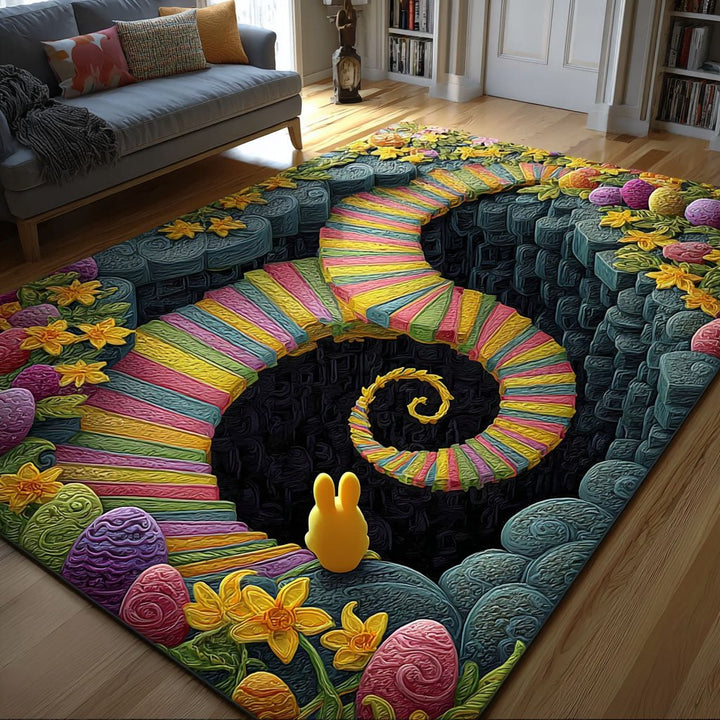 Spirale arc-en-ciel et lapin – Tapis