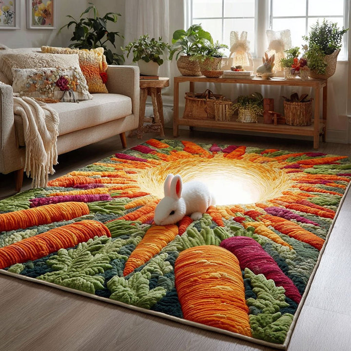 Lapin dans le soleil de carottes – Tapis