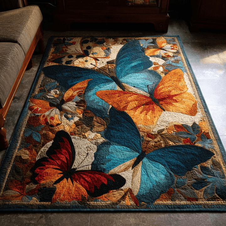 Papillons bleus et orangés – Tapis