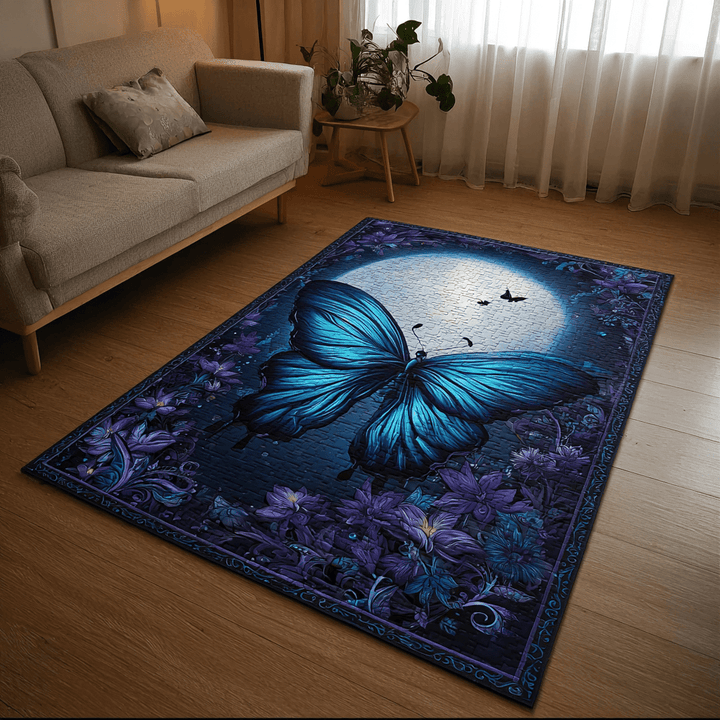Papillon bleu sous la pleine lune – Tapis