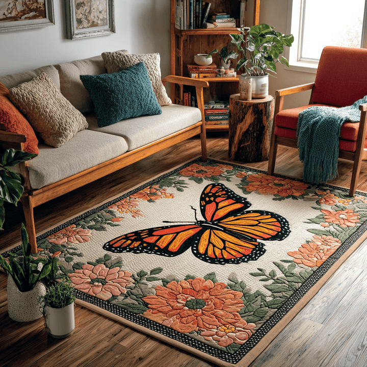 Monarque et fleurs d’automne – Tapis