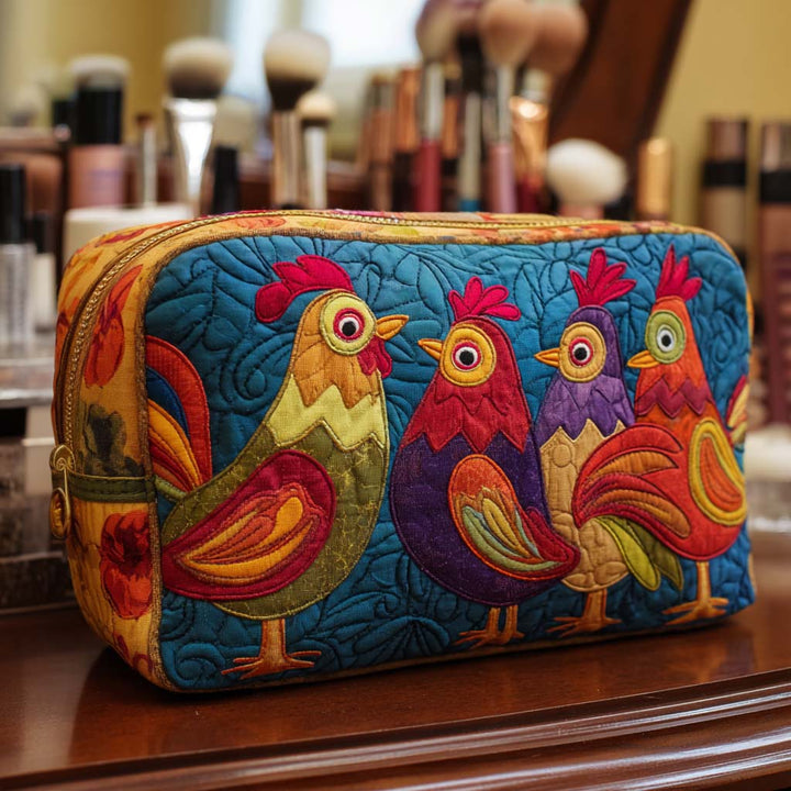 Coqs flamboyants – Trousse de maquillage matelassée