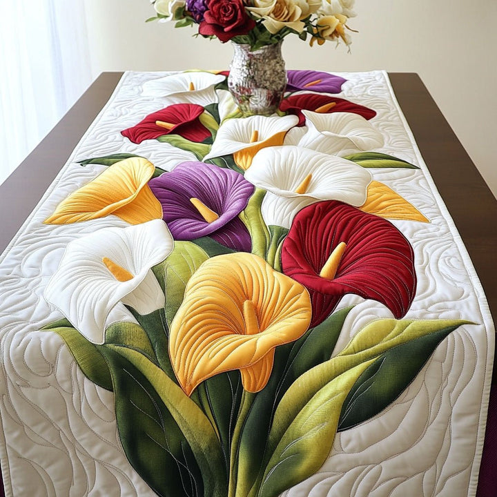 Callas multicolores – Chemin de table matelassé