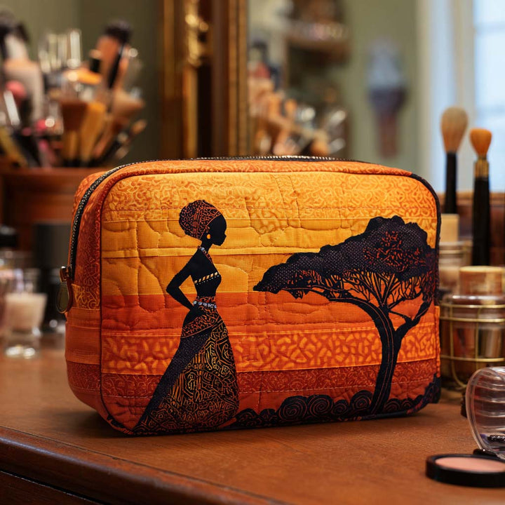 Silhouette africaine au couchant – Trousse de maquillage matelassée
