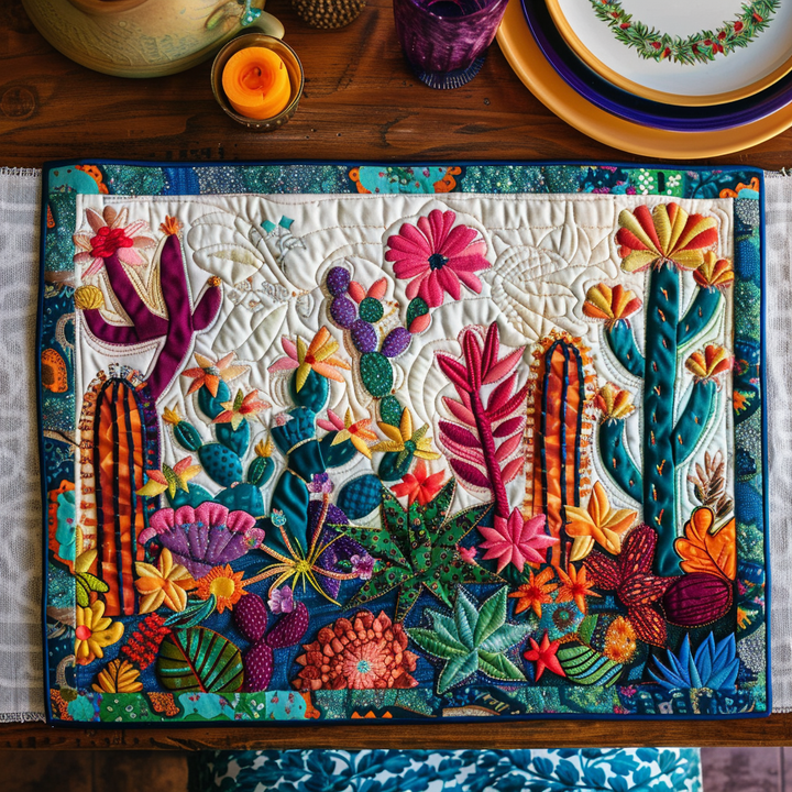 Cactus du désert en fleurs – Napperons matelassés