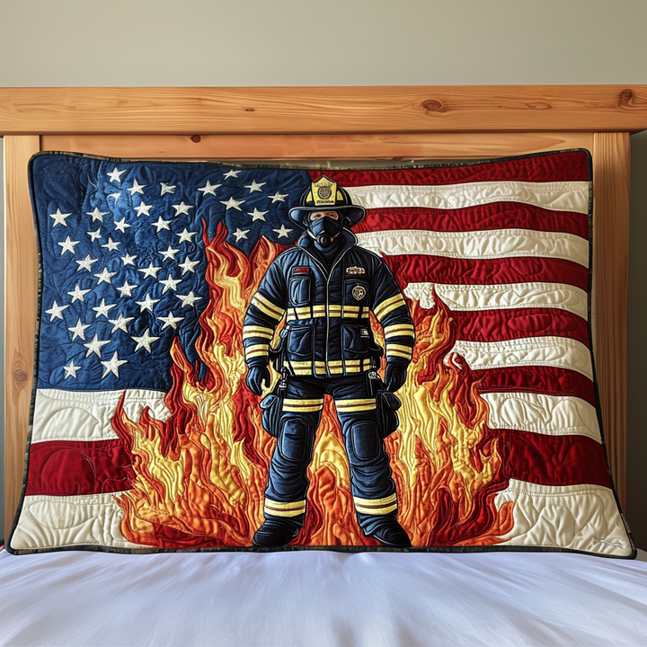 Pompier et drapeau – Taie d’oreiller matelassée