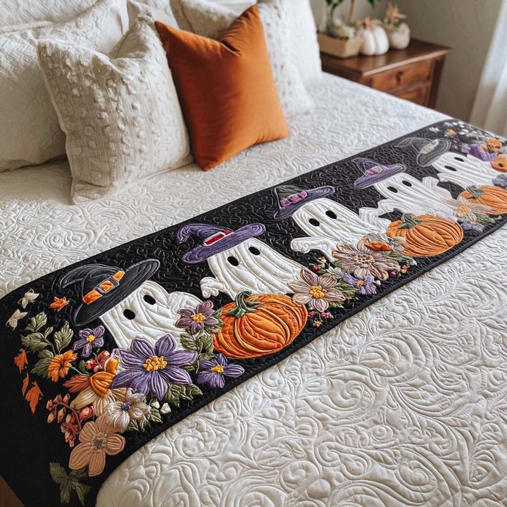 Fantômes sorciers et fleurs – Chemin de lit matelassé