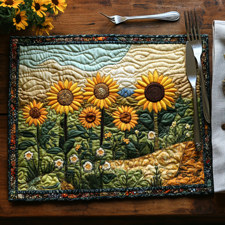 Champ de tournesols dorés – Napperons matelassés