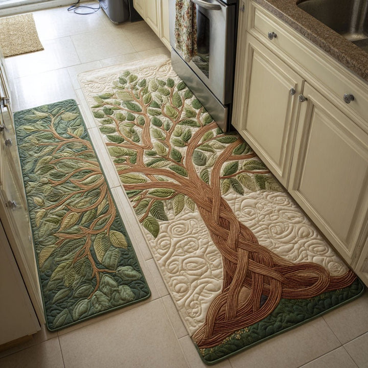 Arbre vert et doré – Tapis de cuisine