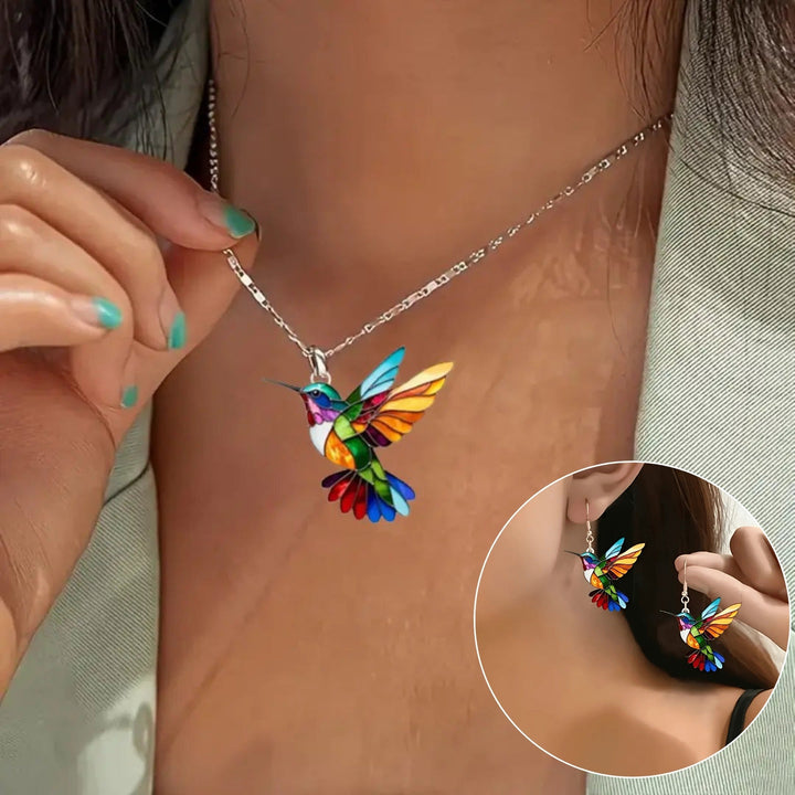 Collier Colibri + Boucles d&