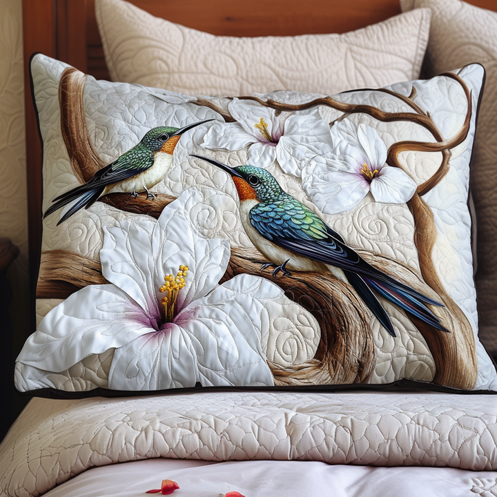 Colibris sur une branche de magnolia – Taie d’oreiller matelassée