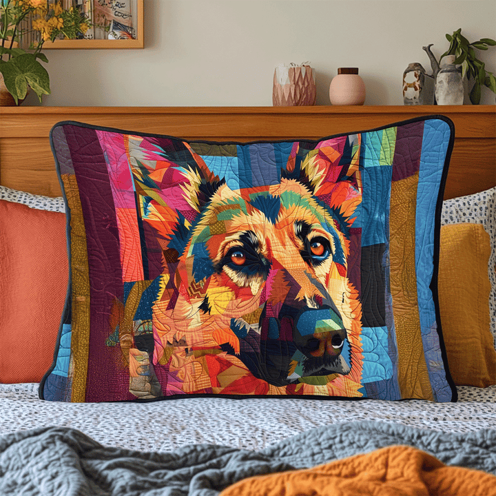 Berger allemand multicolore – Taie d’oreiller matelassée