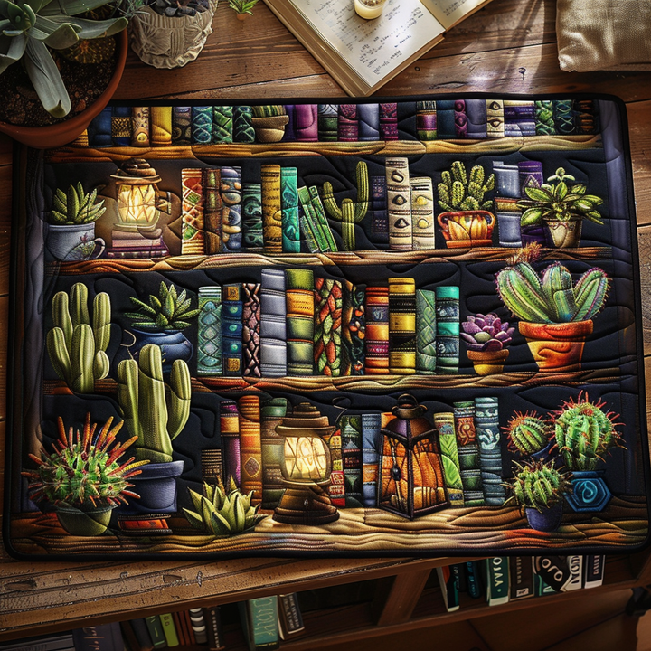 Bibliothèque et cactus – Napperons matelassés