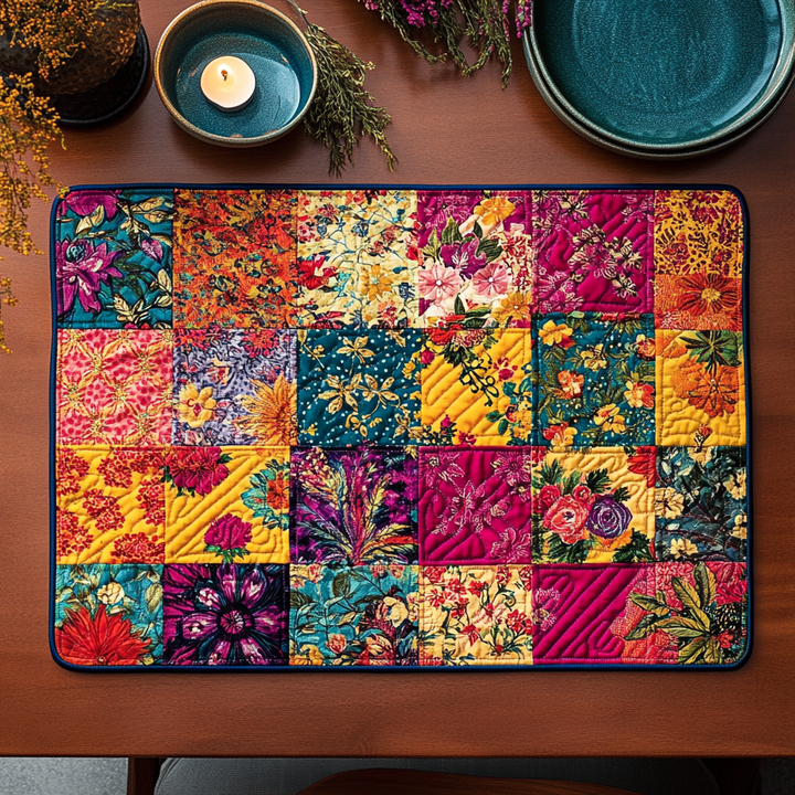 Patchwork fleuri multicolore – Napperons matelassés