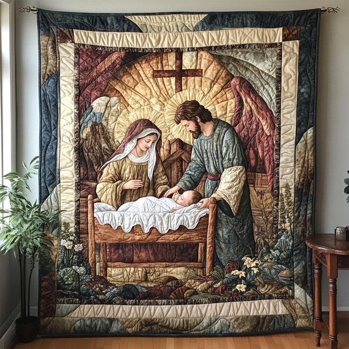 Nativité et anges – Tenture murale matelassée