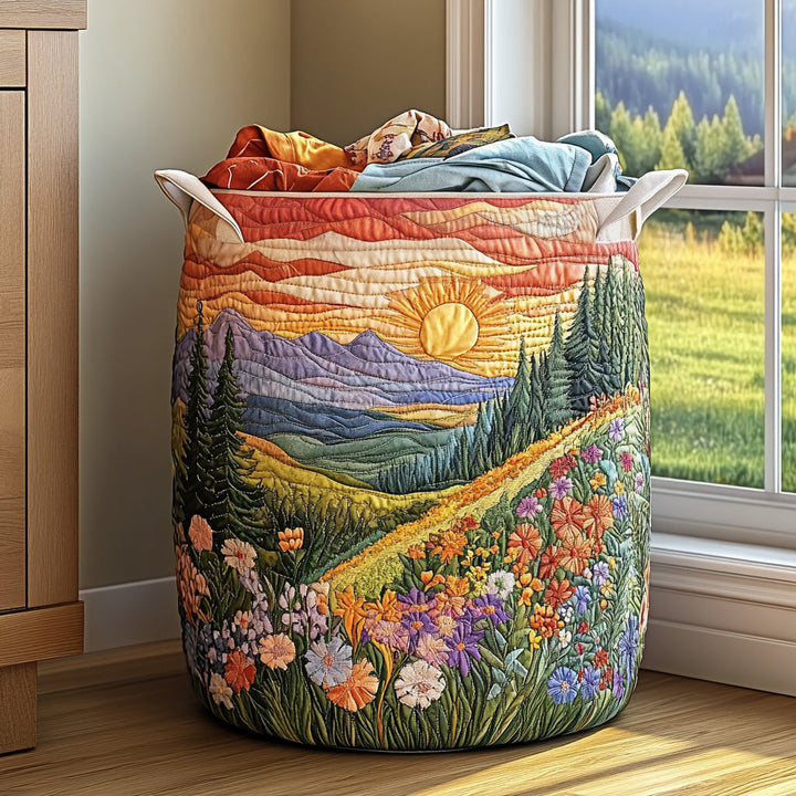 Vallée au soleil couchant – Panier à linge matelassé